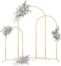 Metal Arch Backdrop Stand Set of 3 (6.6ft, 5.3ft, 4.7ft), Wedding Arch Frame Gold Arches Backdrop Stand for Ceremony, Birthdays, Baby Showers, Parties, Outdoor Indoor Celebration Decorations