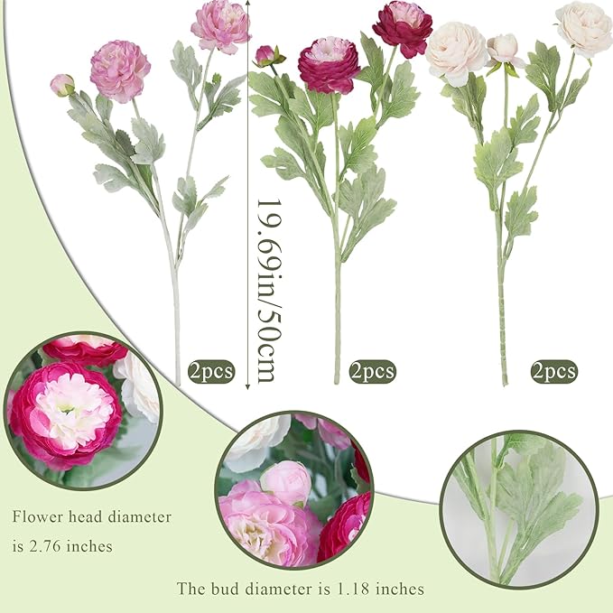 6 Pcs Artificial Flowers Silk Peony Rose Single Stem Artificial Flowers Faux Peony Bouquet Floral Arrangements Bundle Fake Flowers Bulk for Table Centerpiece Wedding Farmhouse Home