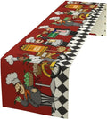 Retro Chef Table Runner,Farmhouse Burlap Table Runners for Party Wedding, Chef Decorations for The Kitchen, Chef Kitchen Decor 13x36in