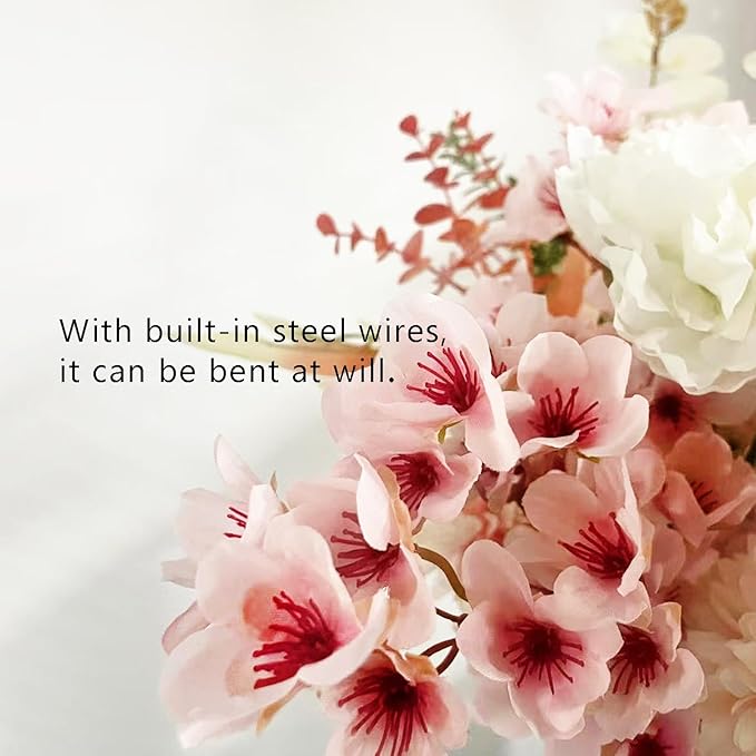 6-Pack 16" Pink Silk Cherry Blossom Branches Flores artificiales para decoracion for Spring Decor Japanese Garden Weddings Home Bedroom Table Centerpieces & Party Decor