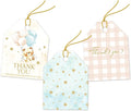 Pro Supply Global 24 Count of 2.5 Inch x 3 Inch Pre Strung Teddy Bears Gift Tag Assorted Printed Designs on Large Cardstock Gift Hang Tags - Ideal to Use on Bags