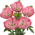 Hollyone 5Pcs Pink Poppy Flowers Artificial Bouquet 32.2" Silk Fake Poppy Flowers Arrangement Real Touch Faux Poppies Flower Long Stem for DIY Wedding Party Table Centerpiece Table Home Decor