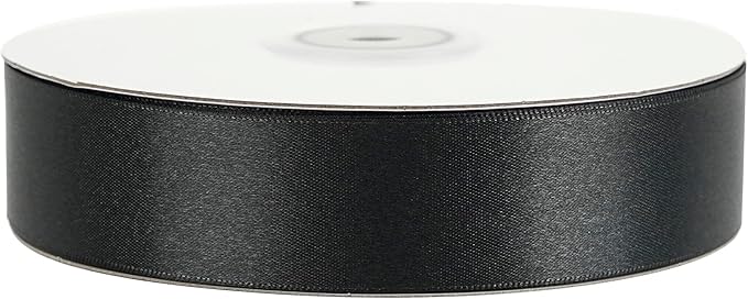 MEEDEE Black Ribbon 1 Inch Black Satin Ribbon Lux Double Faced Satin Ribbons by 50 Yards Polyester Wrapping Ribbons for Crafts, Weddings, Flower Bouquet, Holiday Decorating