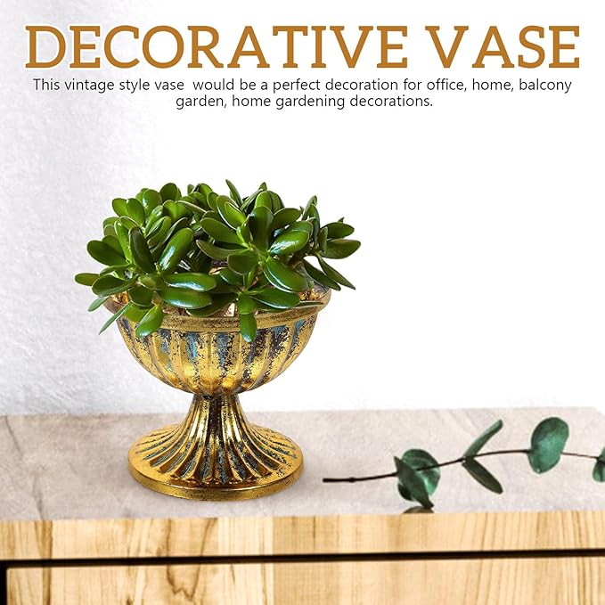 Metal Urn Planter Vintage Iron Flower Vase with Antique Finish for Wedding Centerpiece Home Decor Table Decoration