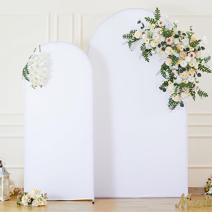 White Arch Backdrop Cover Set of 2 Birthday Party Arch Covers 7.2 and 6ft Wedding Arch Cover Stretchy Backdrop Bridal Baby Shower Birthday Arch Covers Spandex