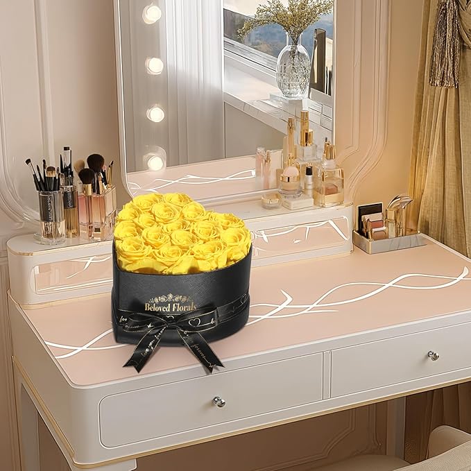 16 Preserved Flowers Rose Birthday Gifts for Women Her Mom Wife Girlfriend Grandma on Valentines Mothers Day Christmas Anniversary Romantic(Yellow)