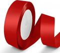 25 Yards 1 inch Satin Ribbon, Solid Color Fabric Ribbon Perfect for Gift Wrapping, Wedding, Handmade Bows, Floral Bouquets and Party Decoration(red)
