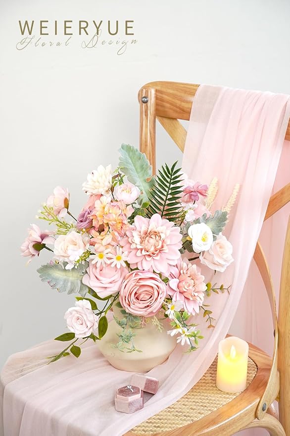 Pink Artificial Flowers Combo Box Wedding Decor,Fake Flowers,Flowers for Decoration,Silk Flowers for Home Decor Indoor,Cake Flowers,Faux Flowers for Crafts