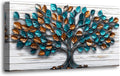 Tree Nature Wall Art Bedroom Abstract Wall Decor Living Room,Tree of Life Canvas Wall Art Office Farmhouse Paintings Artwork Modern Teal Golden Leaves Wall Art Prints Pictures 20 * 40inch