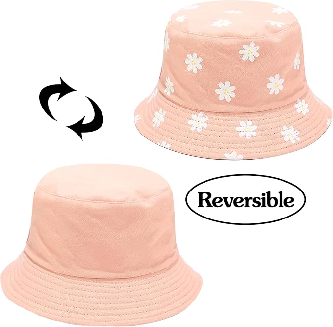 XYIYI Cute Bucket Hat Beach Fisherman Hats for Women, Reversible Double-Side-Wear