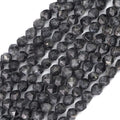 Faceted Natural Black Spectrolite Stone Round Beads 6mm 36cm/Strand for Jewelry Making