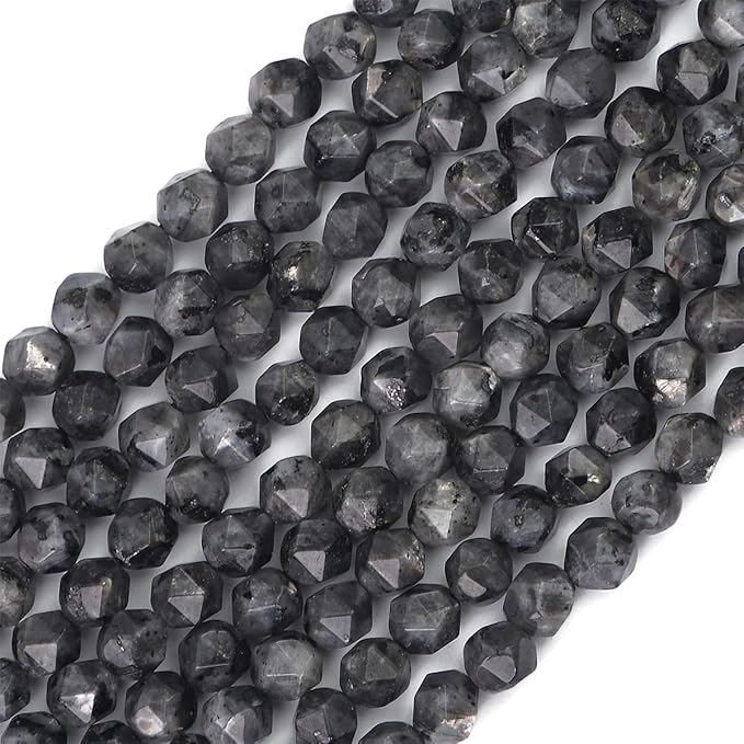Faceted Natural Black Spectrolite Stone Round Beads 10mm 36cm/Strand for Jewelry Making