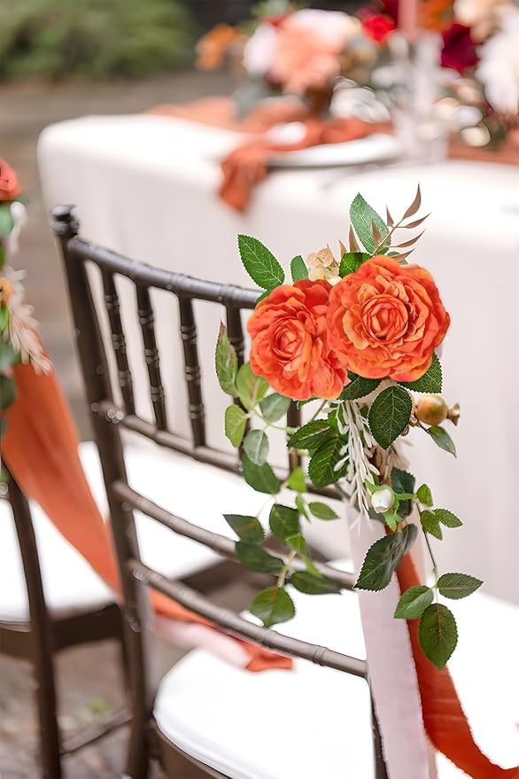 6Pcs Orange Ranunculus Artificial Flowers 19.7’’ Silk Ranunculus Flowers Fake Peonies with Stems for Home Wedding Dining Table Party Garden Decoration(Orange)