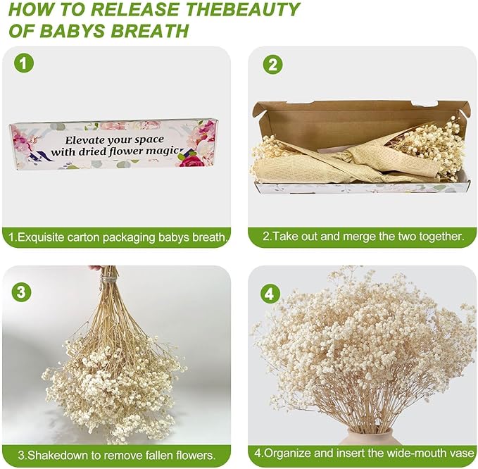 5000+ Dried Babys Breath Flowers Bulk - 17" Ivory White Dried Flower Bouquet, Real Natural Gypsophila Branches for Vase Filler, Wedding, Table Centerpiece, Home Decor, DIY Wreath Floral, Crafts