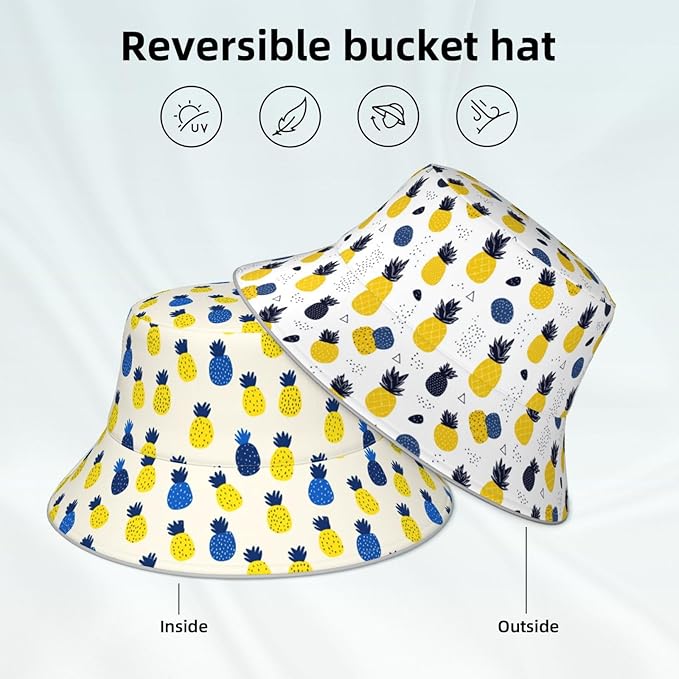 Bucket Hat Double-Side-Wear Reversible Sun Hat Beach Travel Hiking for Women Men
