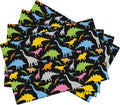 Colorful Dinosaur Placemats Set of 4, 12x18 Inch Non-Slip Washable Heat Resistant Linen Fabric Table Mats,Place Mats for Holiday Party