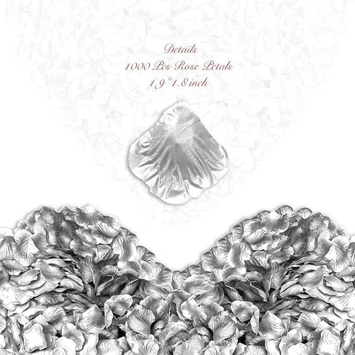 1000Pieces Rose Petals, Artificial Flower Petals Fake Rose Petals for Romantic Night,Wedding,Proposal Anniversary Flower Decorations (Silver)