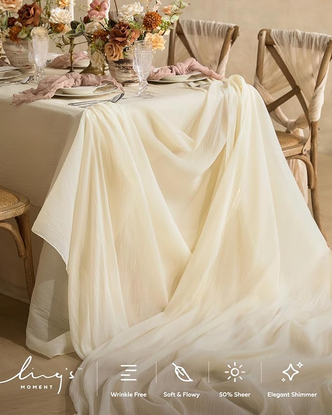 Ling's moment Brown Backdrop Curtains, 10Ft x 23Ft Tawny Beige Long Sheer Wrinkle-Free Background Backdrop Curtain&Table Cloth for Birthday Party Wedding Baby Shower Photo Booth Decor