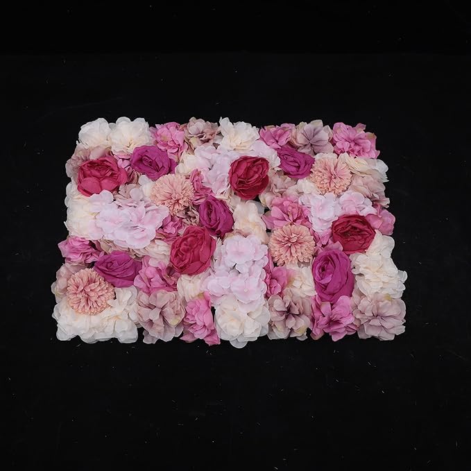 Gdrasuya10 6pcs Realistic Flower Wall Background Artificial Flowers Wall Backdrop Panel 3D Silk Rose Fake Flower Wall Panel Banquet Wedding Party Decor, Photography Background 60 x 40 cm
