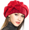 VECRY Lady French Beret 100% Wool Beret Floral Dress Beanie Winter Hat