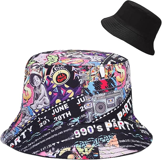 Malaxlx Bucket Hat Beach Sun Hat Fishing Hat for Women Men, Outdoor Travel Reversible Double Side Wear Fisherman Hat