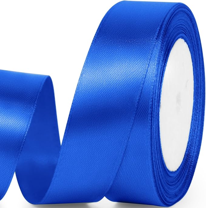 1" x 25 Yards Satin Ribbon, Royal Blue Silk Ribbon Ideal for Gift Wrapping, Floral Bouquets, Crafts, Wedding Party Decorations, Christmas and Sewing Projects