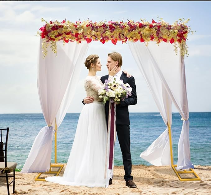 6.6FT Gold Metal Wedding Arches for Ceremony Square Balloon Arch Stand Rectangular Backdrop Stand for Anniversary Birthday Party Bridal Shower Home Indoor Outdoor Decoration