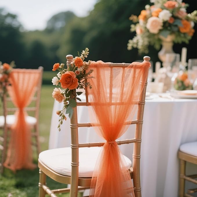 Orange Tulle Mesh Ribbon 6 Inch x 100 Yards(300ft) Netting Spool Fabric Ribbon Ideal for Tutu Skirt Art Gift Wrapping Flower Bouquet Crafts Weddings Floral Arrangements