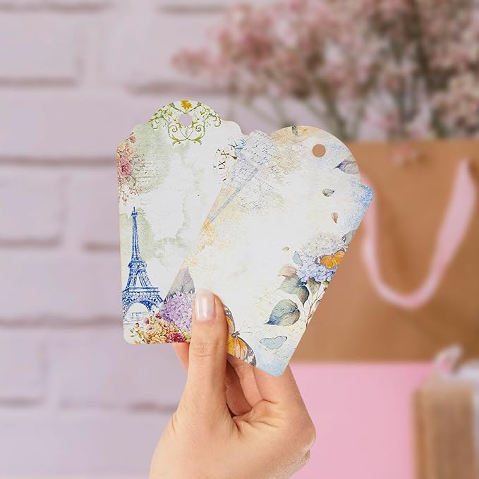 Summer-Ray 48pcs in 4 Designs Elegant Vintage Floral Gift Tags for for All Occasions