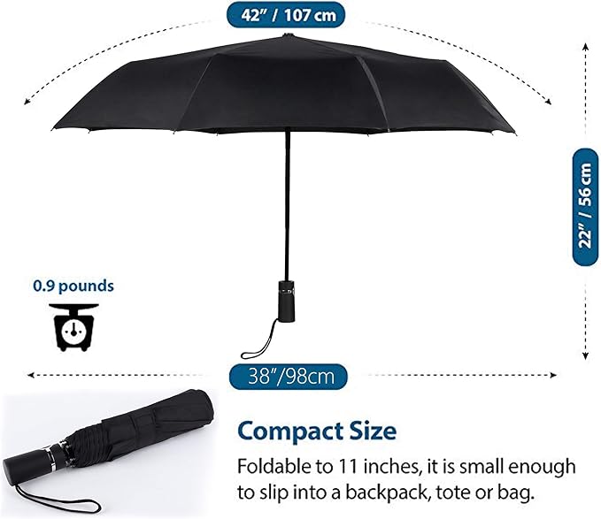SY COMPACT Travel Umbrella - Windproof Automatic Compact Umbrella, Lightweight Waterproof Design for Backpack, Car & Purse
