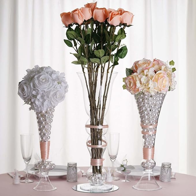Efavormart 18'' | Pack of 4 Trumpet Glass Vase