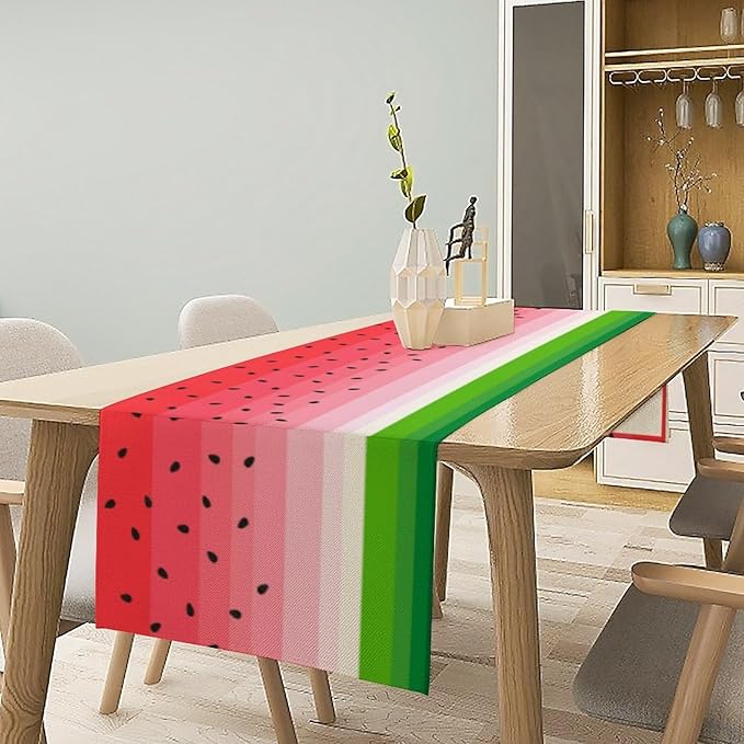 Watermelon Table Runner,Summer Fruit Tropical Birthday Party Decorations Dining Room Home Kitchen Table Decor 13 x 90In