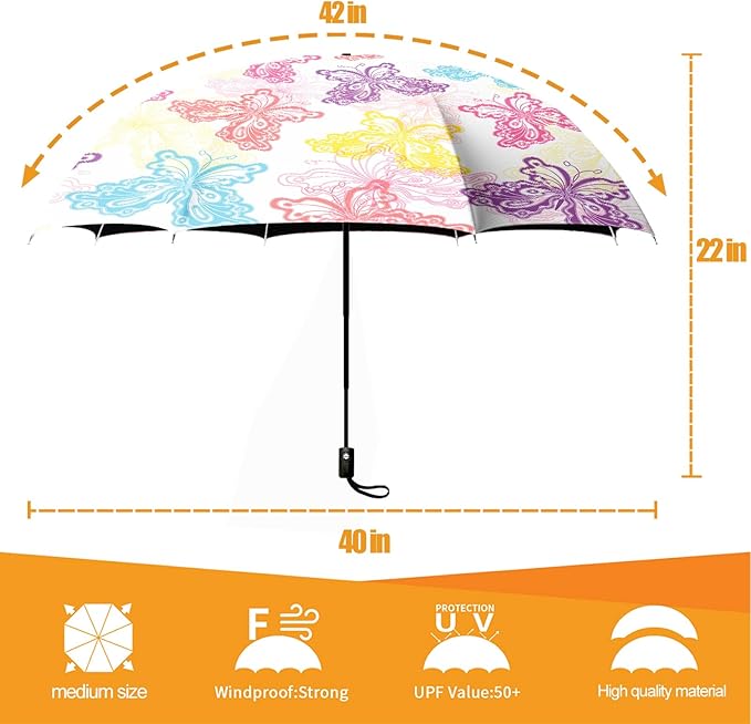 Small Compact Travel Automatic Folding Umbrella for Women, Portable Lightweight, Rain, Wind, UV Sun Shade