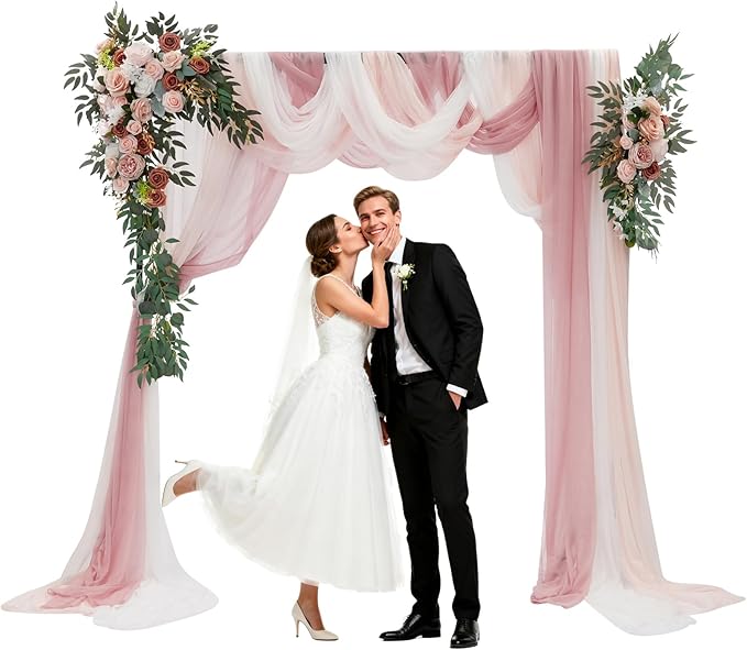 Artificial Wedding Arch Flowers Kit (Pack of 5),2pcs Artificial Hanging Flower Arch Decor,for Wedding Ceremony Arbor Reception Backdrop Rose Floral Party Outdoor Decoration Pink
