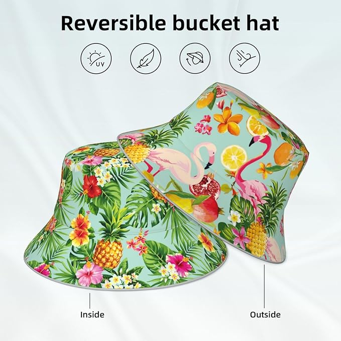 Hat Reversible Fisherman Hats Double Sided Wearing for Women Men Boys Girls