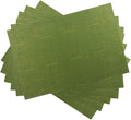 Gugrida Placemats Set of 6 Plaid Checkered Green PVC Placemat for Dining Table Durable Woven Vinyl Stain tablemats 18"X12"