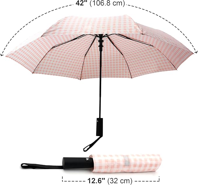 Nollia Windproof Automatic Travel Umbrella, Compact Portable with Reinforced Ribs for Sun & Rain