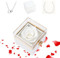 ‌TINGKU Eternal Real Rose Gift Box for Women, Preserved Rose with Customized Name Engraved Heart Necklace, Personalized Romantic Gift for Wife, Girlfriend, Mom, Mother's Day Love Keepsake