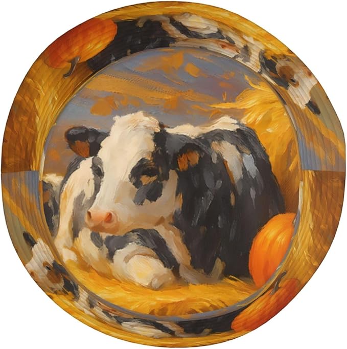 Rustic Autumn Cows and Pumpkins Bucket Hat Novelty Sun Hats Trendy Fisherman Cap for Men and Women