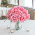 10pcs Real Touch Roses Stems Artificial Flowers, Pink Lifelike Full Bridal Bouquet for Flower Arrangement Spring Home Party Wedding Decoration