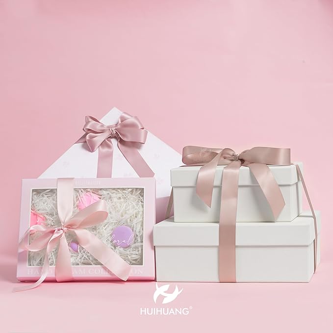 HUIHUANG Dusty Rose Wedding Ribbon Double-Faced Satin Ribbon Assortment 1" Wide Rose Pink Silk Ribbons for Gift Wrap Wedding Bridal Baby Shower Decor Flower Bouquet Crafts- 6 Colors X 5 Yards Each