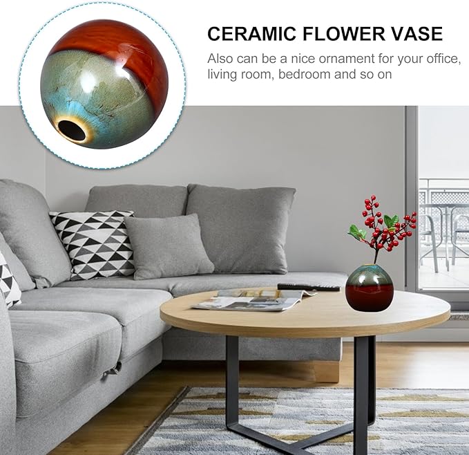 Elegant Glazed Ceramic Vase for Hydroponic Plants and Dry Flowers Minimalist Nordic Style Flower Container Artistic Home Decor Ornament in Blue