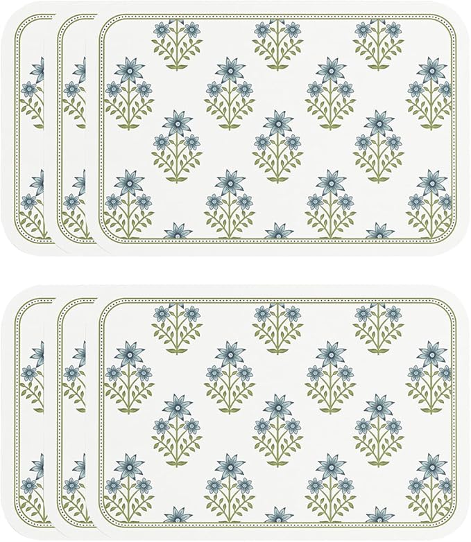 ISAENNE Rectangular Placemats Set of 6,Floral PVC Placemats, Waterproof and Heat-Resistant Place Mats,Decoration for Kitchen, Dining, Parties, Holiday,12"*17"