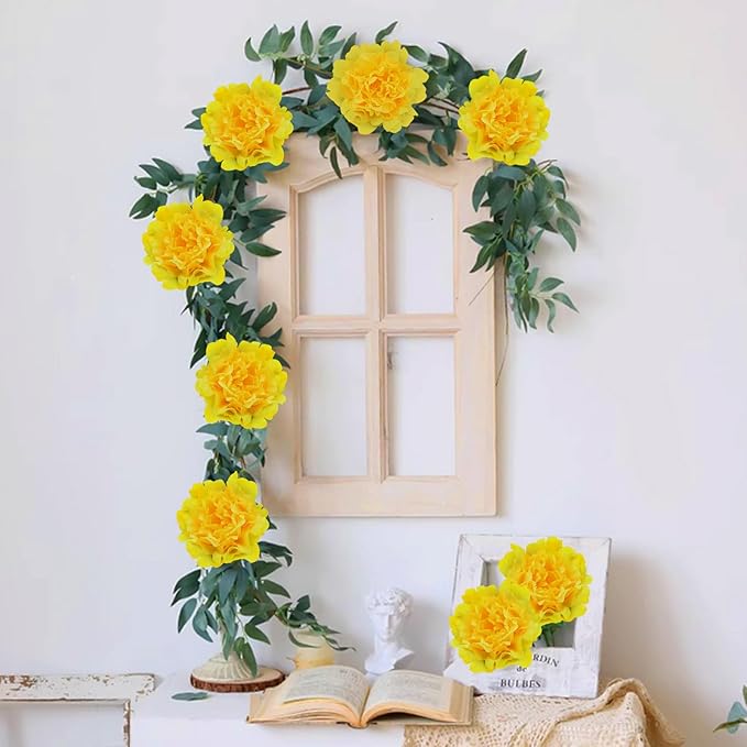 20pcs 5" Artificial Flower Peonies, Silk Peonies with 6" Stems, Flowers Suitable for Wedding Bouquets, Home Party Decoration (Yellow)