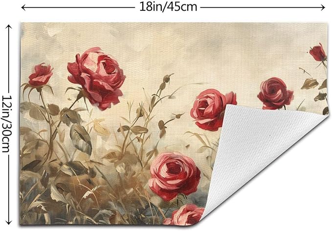 Placemats Set of 4 PVC Woven Place Mats Heat Resistant Easy to Clean for Indoor Outdoor Party Kitchen Dining Table Decoration 12"x18"