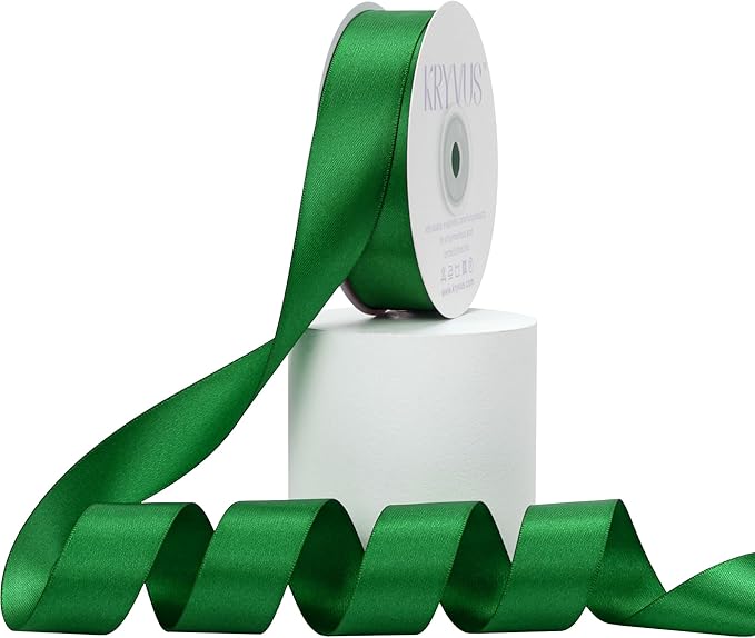 Premium Double Faced Satin Ribbon, 1 Inch X 25 Yards, Green, Perfect for Gift Wrapping, Crafts, Wedding Decor
