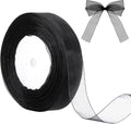 Black Organza Ribbon, 49 Yards Black Chiffon Fabric Mesh Ribbon for Gift Wrapping, 4/5 Inch Flower Bouquet, Bows, Crafts, Christmas Halloween Decoration
