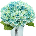 2Bouquets Artificial Fake Flowers Plants Silk Hydrangea Arrangements Wedding Bouquets Decorations Plastic Floral Home Kitchen Garden Party Festival Bar DIY (Light Blue,5 Flower Heads)