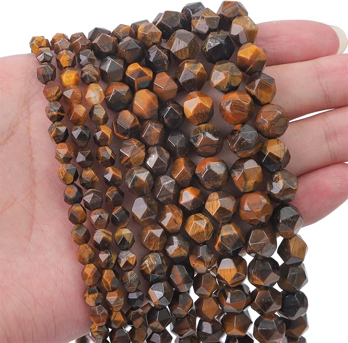 Faceted Natural Yellow Tiger Eye Stone Round Beads 10mm 36cm/Strand for Jewelry Making