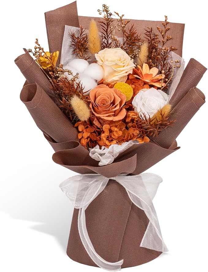 Rosaura Preserved Flowers Bouquets, Flowers for Delivery Prime, Forever Roses Bouquets Valentine's Day, Mother's Day, Christmas, Birthday Gifts (Brown)